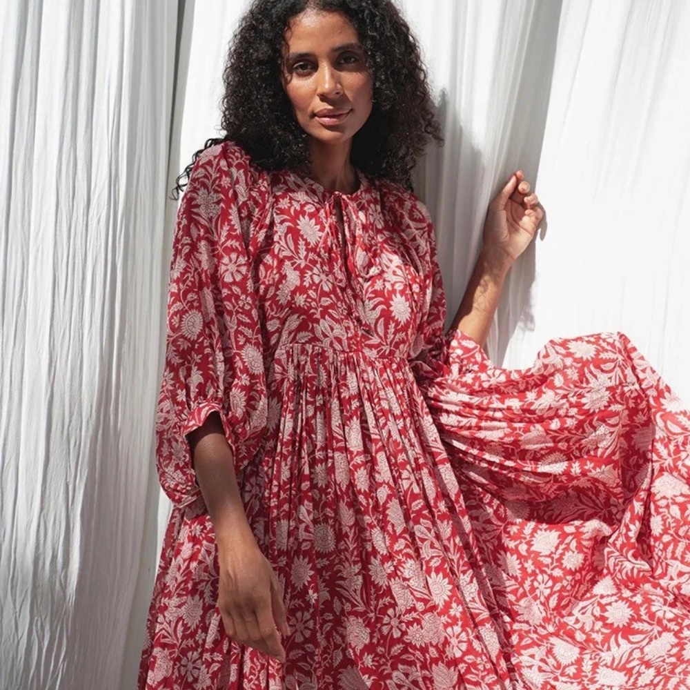 Daughters of India Kaya Midi Dress - rarely avail Saffron color - size small